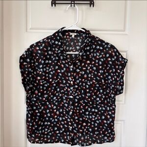 OVS Black Shirt with Red and White Pattern